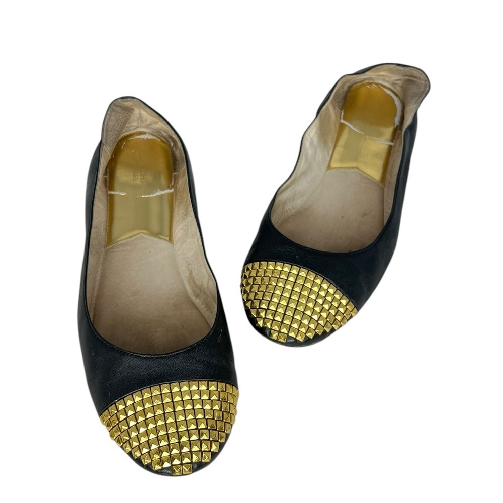 Michael Kors Aria Gold Studded Ballet Flats, Size 10